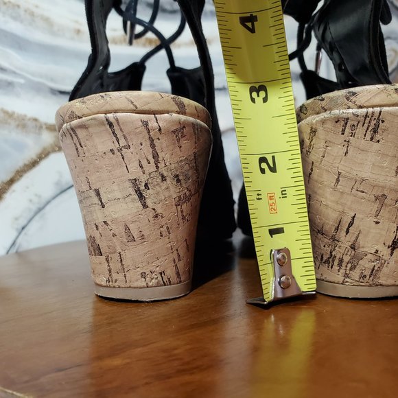 DV by Dolce Vita Faux Suede Lace Up Gladiator Cork Wedge Sandals - Picture 3 of 7